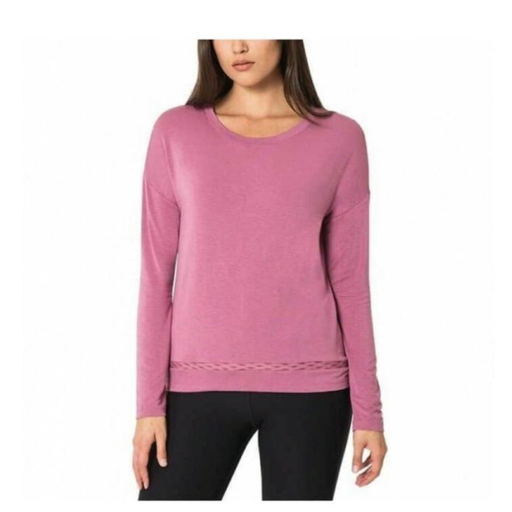 MONDETTA Womens Relaxed Knit Drape Top, MAUVE, M